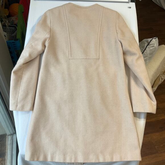 Eliza J Women Long Coat size XS Beige Wool Blend Lined Buttons Closure Elegant - Picture 11 of 11